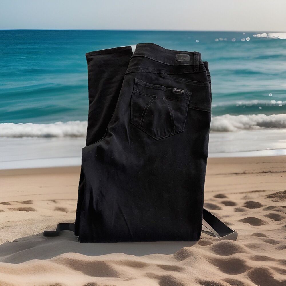 Seven7 Booty Shaper High Rise Skinny Stretch Black Denim Jeans Ladies 14